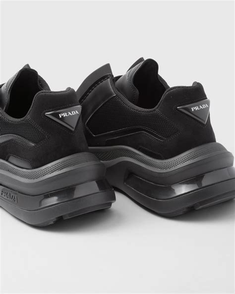 chaussure prada 4e 2747 10|Black Systeme Brushed Leather Sneakers With Bike Fabric And .